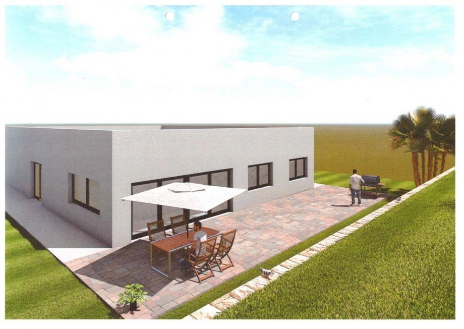 R�ckansicht eines m�glichen Hauses Wohngrundst�ck Heimweiler